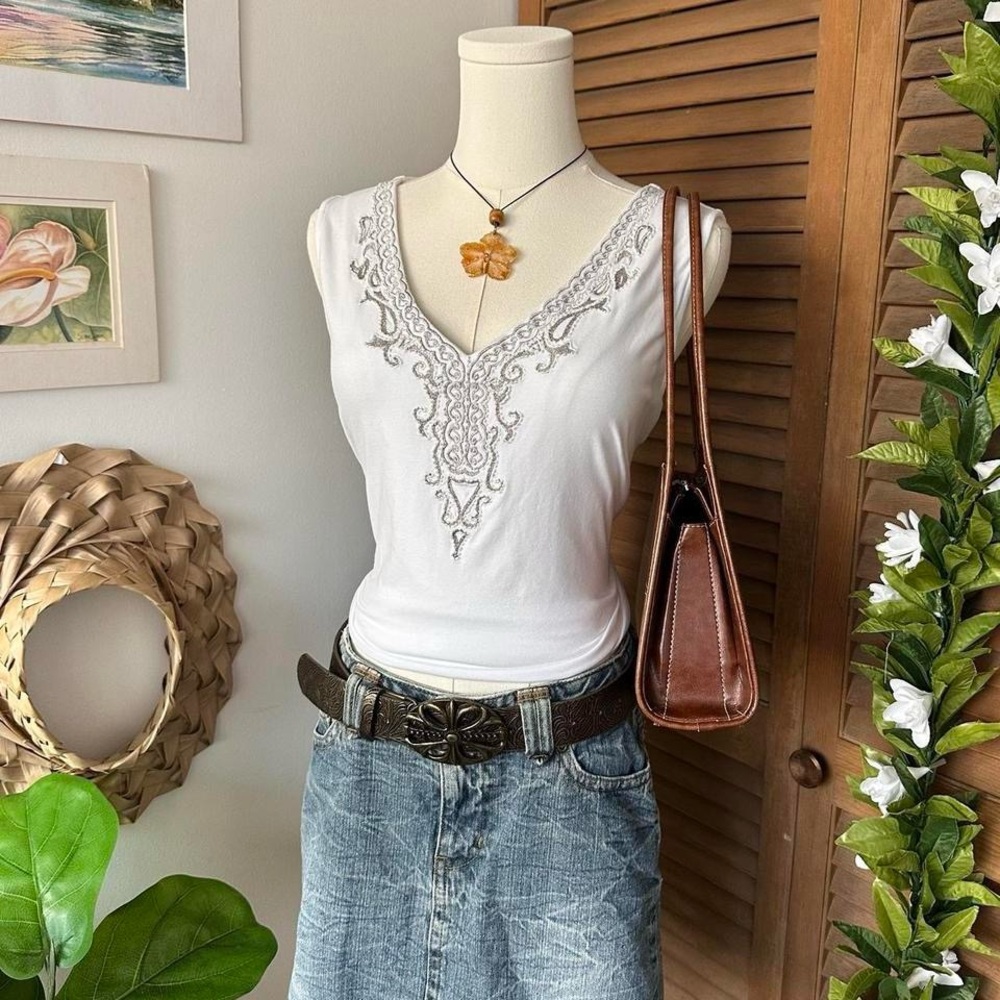 western beaded tank top